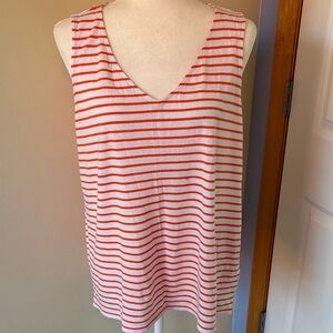 J. Jill Orange and White Striped Tank Top